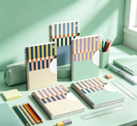 Carnet à spirales pour étudiants, personnalisable, avec couverture en papier, pour écrire un journal/une chronique