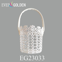 EG23033 Ever Golden 13X13X31CM Panier de demoiselle d'honneur en coton tissé romantique avec poignées pour arrangements floraux, décoration de mariage au crochet