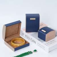 Boîte à bijoux en cuir brossé Gold Label, boîte à bagues haut de gamme, boîte cadeau pour collier et bracelet, emballage avec estampage à chaud, rectangulaire