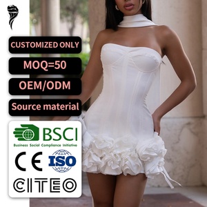 ชุดราตรีหรูหราสำหรับงานพรอม งานวันเกิด ปี 2026 แบบไร้สายรัดไหล่ ประดับดอกไม้ 3 มิติ ทำมือ ขายส่ง ชุดเดรสผู้หญิง - Product Image 1