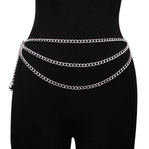 โซ่คาดเอวทรงเรขาคณิตหลายชั้นสีทอง แฟชั่นเครื่องประดับร่างกาย สวมใส่ได้ทุกวัน ทำจากโลหะผสมสังกะสี - Product Image 3