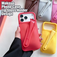 Étui de téléphone cosmétique haut de gamme avec support pour gloss et baume à lèvres en silicone