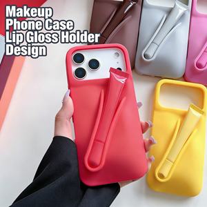 High Grade Cosmetic Makeup Phone <strong>Case</strong> with Lip Gloss Lip Balm Holder Silicone <strong>Case</strong> - Product Image 4