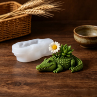 Moule en silicone en forme de crocodile pour pot de fleurs 3D DIY, idéal pour la fabrication artisanale de pots en ciment, décoration de jardin et fournitures d'artisanat