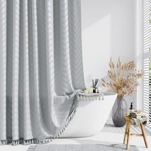 Boho Ferme <span class=keywords><strong>Rideau</strong></span> <span class=keywords><strong>De</strong></span> <span class=keywords><strong>Douche</strong></span> <span class=keywords><strong>Vert</strong></span> <span class=keywords><strong>Sauge</strong></span> Tissu Tufté Chevron Rayé Texturé Gland Rideaux <span class=keywords><strong>De</strong></span> <span class=keywords><strong>Douche</strong></span> pour Salle <span class=keywords><strong>De</strong></span> Bains - Product Image 5