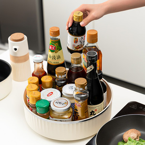 Rotating Condiment Tray Round Multifunctional Storage <b>Rack</b> For Kitchen Seasonings Soy Sauce Vinegar Fruit <b>Plate</b> - Product Image 3