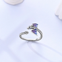 MULA Bague ajustable en argent sterling 925 Original Fire Dragon Blossom Flower Clover Open Design Bijoux de mariage pour femme Cadeau