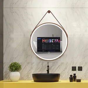 Cermin kamar mandi pintar led, cermin kamar mandi tahan air dengan lampu led android