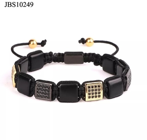 <span class=keywords><strong>Pulsera</strong></span> de Macramé con Cuentas y Circonitas, con Logotipo Personalizado, de Alta Calidad, con Piedras Preciosas Cuadradas, JBS10250 - Product Image 1