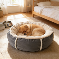 Coussin rond rembourré en forme de donut pour chien et chat, doux, antidérapant, avec logo personnalisé, pour l'hiver, vente en gros, accessoires pour canapé-lit pour animaux de compagnie