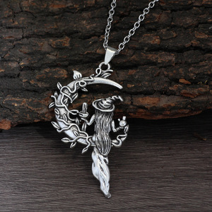 Collar con Colgante de Bruja Gótica de Halloween con Calavera, Luna y Estrella, Sombrero Mágico Misterioso, Escoba de Bruja, Joyería de Moda Gótica para Fiestas Rock, Regalo - Product Image 3