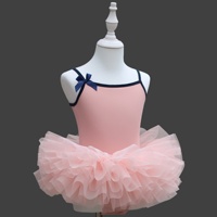 Robe tutu rose marine à nœud pour filles, tenue d'été de danse pour enfants, idéale pour la pratique de la danse et les examens de danse
