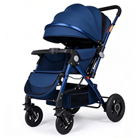 Poussette bébé en acier au carbone haute qualité avec fonctions assise et couchée, légère, pliable, vue haute, poussée bidirectionnelle