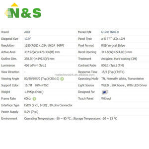 Pantalla LCD Industrial G170ETN02.0 de 17.0 Pulgadas para Control de Automatización HMI, Nueva y Original en Stock - Product Image 2