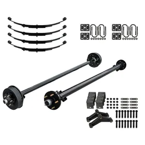 Kit Asse Tandem con Freno Elettrico per Rimorchio 2500kg 3500kg, Tubo Rotondo e Quadrato, con Zincatura a Caldo e Finitura Verniciata Nera - Product Image 1