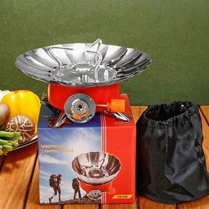 Réchaud à gaz portable ultra-léger en acier inoxydable, mini-réchaud rond au butane pour activités de plein air - pour le camping, la randonnée, les voyages - Product Image 1
