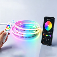 Tira de Luz LED Inteligente WS2815 RGBIC COB de 24V, Regulable, con Cambio de Color, Control por Aplicación, Alto Brillo, Efecto de Agua Fluyendo