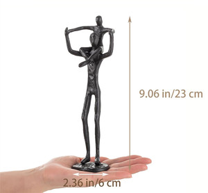 Decorazione figurina in metallo <span class=keywords><strong>nero</strong></span> per compleanno commovente festa del papà regalo di papà figlio scultura in ferro - Product Image 2