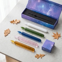Stylo à plume en verre cristal fait main, coloré, pour calligraphie, écriture artistique, dessin, signature et cadeau de papeterie