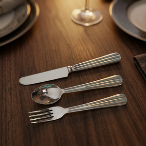 Meilleures ventes en provenance d'Inde, ensemble de couverts de luxe en acier inoxydable argenté, résistant au lave-vaisselle, cuillère, fourchette, couteau, ensemble de couverts pour hôtel, mariage - Product Image 3
