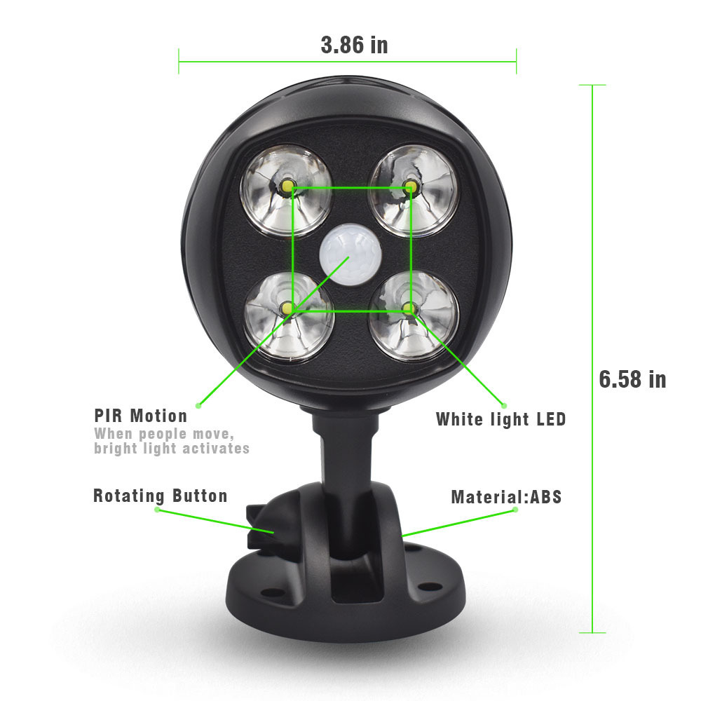 LED Waterproof Spotlight, 360° Rotatable Outdoor Flood Light for Garden Pool Garage Security Lighting 4-Head LED Spotlight