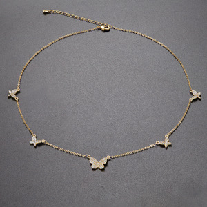 Moda cristiana inspirada mariposa Crepúsculo clavo cobre collar Micro-inserción circón geométrico enlace cadena de moda - Product Image 3