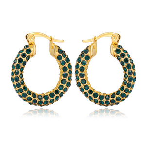 <strong>UK</strong> US Style Trendy Stainless Steel <strong>Earrings</strong> with Temperament Green Zircon <strong>Titanium</strong> Steel <strong>Earrings</strong> for Parties Shopping Wearing - Product Image 4