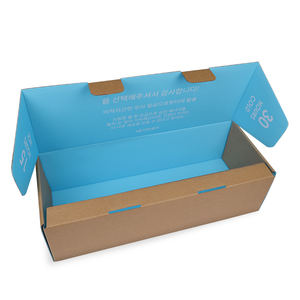Kraft Brown Wellpappe Versand verpackung Box mit blauer Farbe innen und weißer Folie Stempel geprägt und matt laminiert - Product Image 1