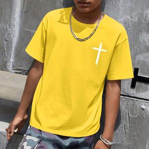 เสื้อยืดเด็กผู้ชายลายกราฟิกคริสเตียน ลายกางเขน ข้อพระคัมภีร์ สร้างแรงบันดาลใจ ผ้าฝ้าย แขนสั้น สำหรับเด็ก - Product Image 6