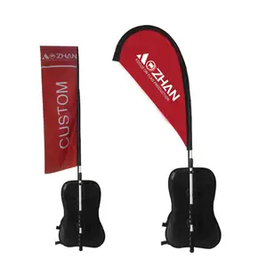 AOZHAN Custom flag pole Manufacturer ad backpack feather flags banner with pole backpack teardrop flag
