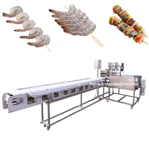 Máquina de espeto de camarão comercial, máquina de fabricação de manequim, camarão, máquina de processamento de camarão