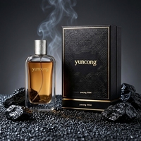 Boîte cadeau rétro de luxe noire et or gaufrée, flacon de parfum transparent à fond épais, cadeaux d'affaires