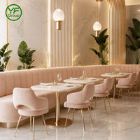 Meubles de restaurant sur mesure, banquette rembourrée en tissu velours avec table et chaises pour bistro, hôtel