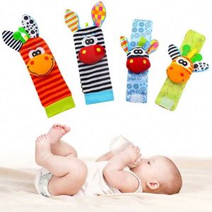 Donkey <b>Giraffe</b> Deer Monkey Soft Fabric Rattle Bracelet Wristbands <b>Socks</b> Wrist Rattles and Foot Finders Baby Toys - Product Image 4