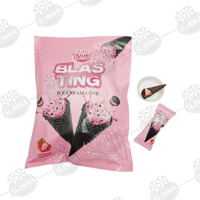 En gros Cornet de crème glacée éclatant saveur fraise, cornet gaufrette croustillant fourré, Halal, emballage individuel, collation sucrée au chocolat