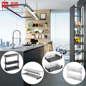 TIANYI Modern Chrome Multifunction <b>Kitchen</b> <b>Drawer</b> Baskets Cabinet Storage Organizer with Slide Out Rack - Product Image 1