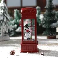 Amazon ร้อนขายมนุษย์หิมะโทรศัพท์บูธ Lighted หมุนแววโคมไฟของขวัญคริสต์มาสสำหรับ2022