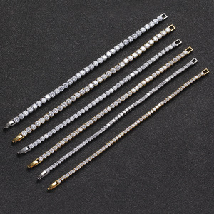 Cadena de tenis de cobre de fácil ajuste 3mm 4mm 5mm con circonitas de una sola fila, pulsera Hip Hop, collar de moda Tanjing Lijing - Product Image 5