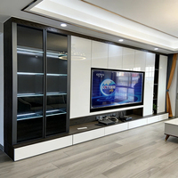Mueble de TV empotrado en toda la pared, diseño personalizado, almacenamiento seguro
