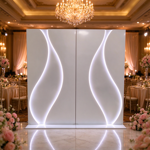 Telones de Fondo para Bodas 2026, con Luces LED Blancas, Pared Ondulada Brillante, Soporte Metálico Resistente para Eventos y Bodas - Product Image 2