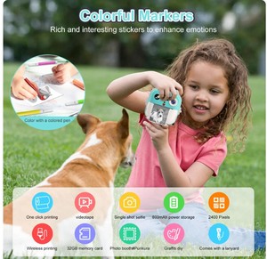 Cámara instantánea para niños lente dual 1080P cámara digital full HD niños mejores juguetes al aire libre de mano Mini cámara de impresora térmica - Product Image 4