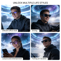 Lunettes de traduction en temps réel F75 AI avec musique, double chargement magnétique, étanches IPX5, légères et intelligentes