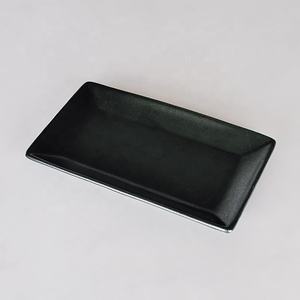 ceramic rectangular tray in white and black color in Japan style saury tray sushi dish