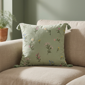 Embroidered 100% Cotton Vintage Square Envelop Closure <b>Cushion</b> <b>Cover</b> - Product Image 2