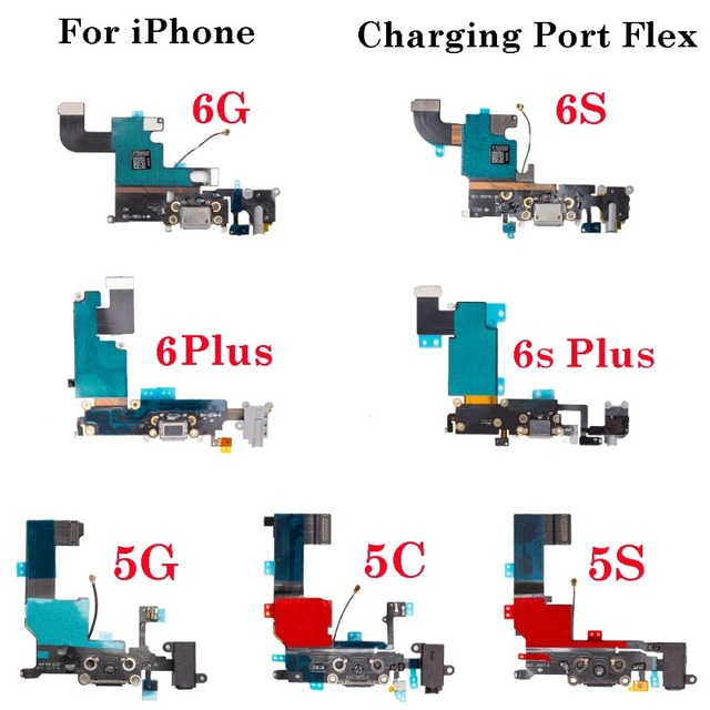 Bottom USB Charger Flex for iphone 5 5S 6 6s Plus Charging Port Dock Connector Flex Cable With Mic Replacement Part