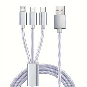 Cavo <span class=keywords><strong>USB</strong></span> 3-in-1 in-1 in Nylon per telefono tipo <span class=keywords><strong>C</strong></span> stampante Android ricarica multiuso <span class=keywords><strong>Kabel</strong></span> <span class=keywords><strong>USB</strong></span> 3-in-1 - Product Image 1