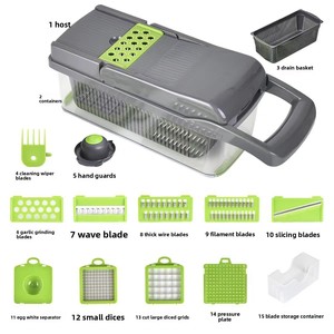 Grenzüberschreitender Multifunktions-26-Teiliger Manueller Obst- und Gemüseschneider Küchenhelfer mit Zerkleinerungs-, Schneide- und Würfelfunktionen - Product Image 6