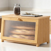 Bamboe brooddoos voor aanrechtblad, grote capaciteit organizer met magnetische acryldeur, multifunctionele opbergdoos