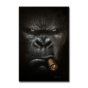 Toile Peinture Affiches et Gravures Street Art Animal Mur Art Photos pour Salon Abstrait Fumer Singe et Gorille - Product Image 5