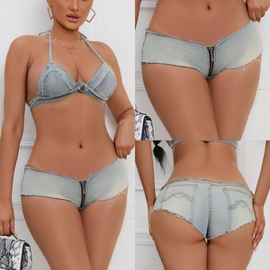 Pantaloncini in Denim traspiranti a <span class=keywords><strong>vita</strong></span> <span class=keywords><strong>bassa</strong></span> skinnfound da donna con alto elastico Plus Size <span class=keywords><strong>Jeans</strong></span> Cross-Border con fori per l'estate - Product Image 2